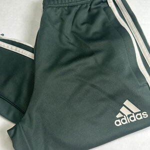 Adidas Size XSmall Olive Green Cream Stripes Tiro Track Pants Zippered Pockets